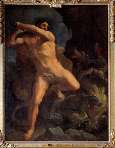 Hercules verslaat de Hydra van Lerna. Schilderij door Guido Reni (1617) door Guido Reni