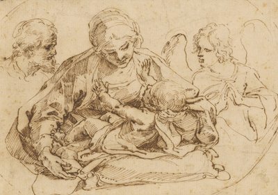 Heilige familie met een engel door Guido Reni