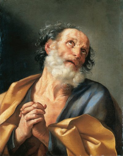 Portret van Sint-Pieter huilend door Guido Reni