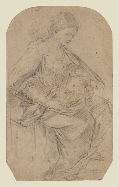 Geboorte (recto); vrouw met tulband (verso) door Guido Reni