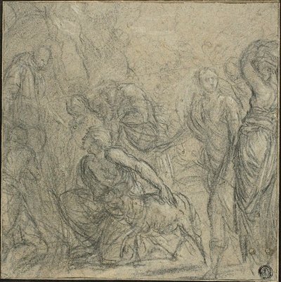 Studie voor Sint-Benedictus ontvangt geschenken van de boeren door Guido Reni
