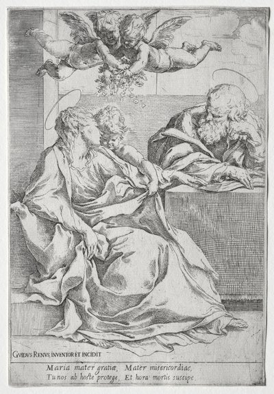 De Heilige Familie met Twee Engelen door Guido Reni