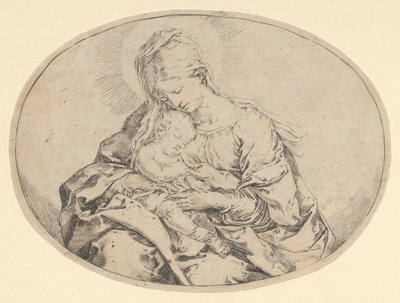 De Maagd met het kind Christus, een ovale compositie, ca. 1600-1640 door Guido Reni