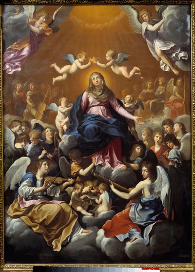 De kroning van de Maagd. Schilderij door Guido Reni (1575-1642) door Guido Reni