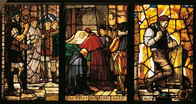 Serie glas-in-lood panelen, Guido Zuccaro (1877-1946) door Guido Zuccaro
