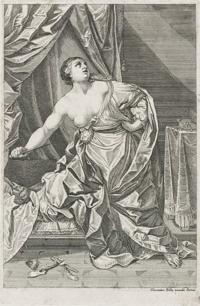 Dood van Lucretia, c. 1700-50 mogelijk Antonio Billy (actief eerste helft van de 18e eeuw) door Guido after Reni