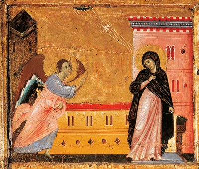 Aankondiging, (detail) door Guido da Siena