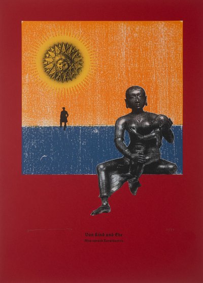 Over kind en huwelijk, Aldus sprak Zarathustra, 2024 (houtsnede en zeefdruk) door Guilherme Pontes