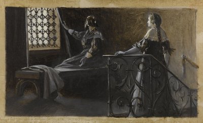 Ethel en de gesluierde vrouw, ca. 1889 (olieverf op doek) door Guillaume Albert Demarest