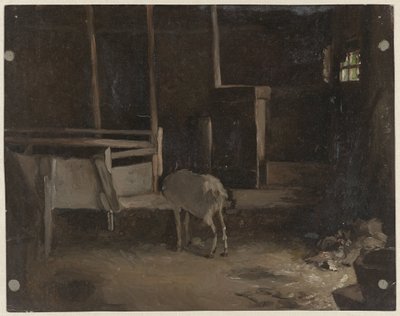 Geitje in een stal door Guillaume Anne van der Brugghen
