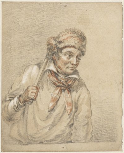 Man met bontmuts op het hoofd door Guillaume Anne van der Brugghen