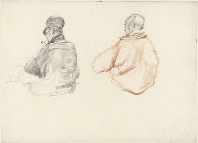Twee studies van een zittende man, op de rug gezien door Guillaume Anne van der Brugghen