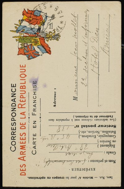 Handgeschreven ansichtkaart aan Jean Mollet, 31 juli 1915 door Guillaume Apollinaire