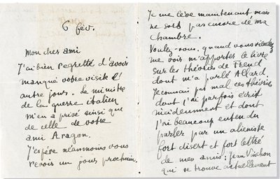 Brief aan Andre Breton door Guillaume Apollinaire
