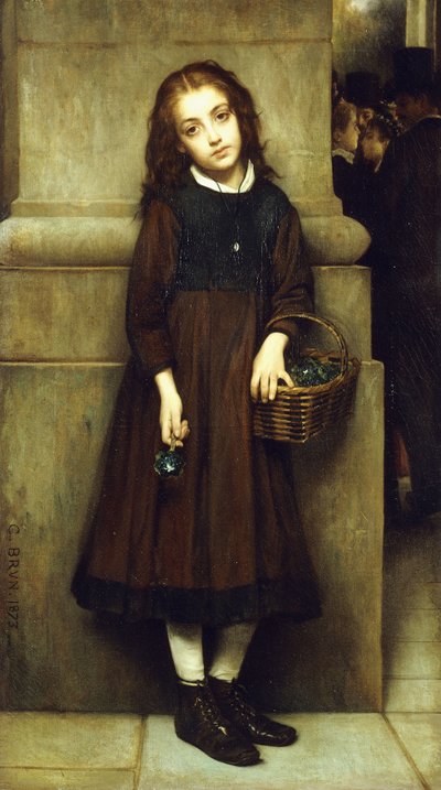 Bloemenmeisje buiten de Opera door Guillaume Charles Brun