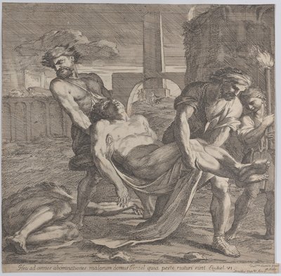 Abdon en Sennen dragen de vroege christelijke martelaren weg voor begrafenis, 1650-60 door Guillaume Courtois