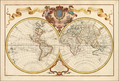 1720 kaart van de wereld - Mappemonde a l