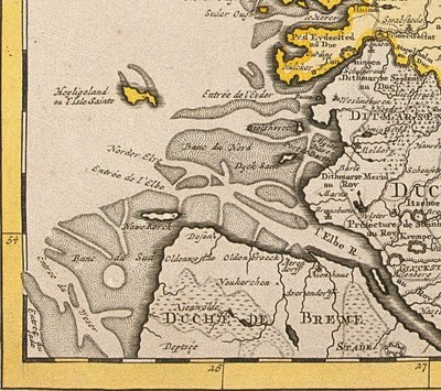 Detail van Helgoland van een kaart van Denemarken, 1730 door Guillaume Delisle