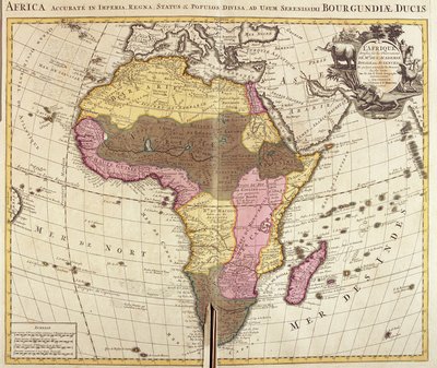 Kaart van Afrika (ets) door Guillaume Delisle