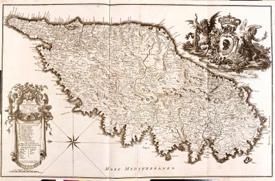 Kaart van Corsica (Frankrijk) (ets) door Guillaume Delisle