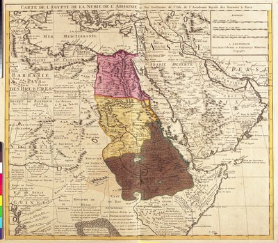 Kaart van Egypte, Nubië (Soedan) en Abessinië (Ethiopië) door Guillaume Delisle