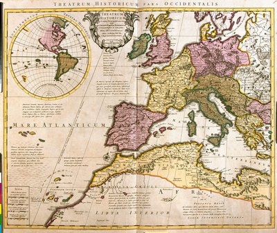 Kaart van Europa en Noord-Afrikaanse Kusten (ets) door Guillaume Delisle
