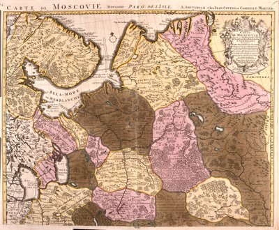 Kaart van het grote vorstendom Moskou (Rusland) (ets) door Guillaume Delisle