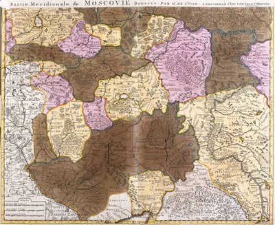 Kaart van het zuidelijke deel van het grote vorstendom Moskou (Rusland) (ets) door Guillaume Delisle