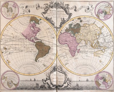 Planisfeer Wereld door Guillaume Delisle