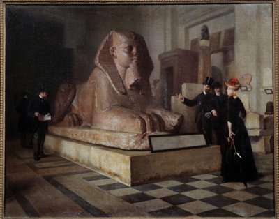 Egyptische zaal van het Louvre Bezoekers voor de Grote Sfinx door Guillaume Larrue