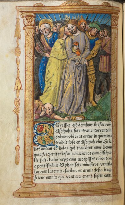 Gedrukt getijdenboek (Gebruik van Rome): fol 20v, Christus in Gethsemane door Guillaume Le Rouge