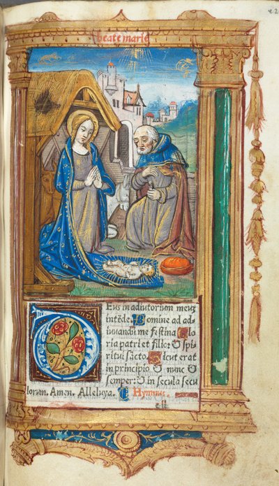 Getijdenboek (Gebruik van Rome): fol. 34r, De Geboorte door Guillaume Le Rouge