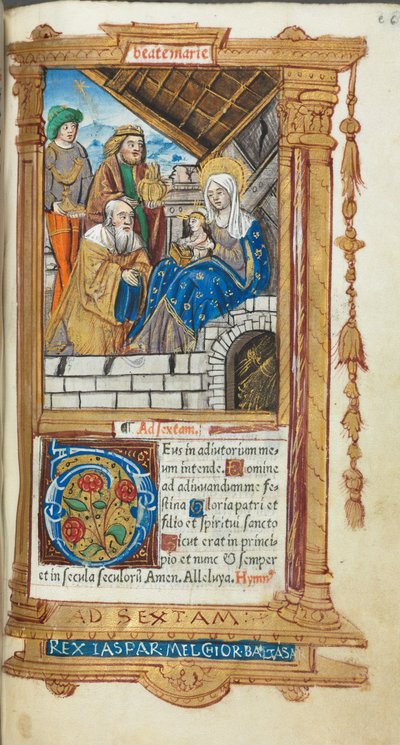 Gedrukt getijdenboek (gebruik van Rome): fol. 38r, Aanbidding van de Wijzen door Guillaume Le Rouge