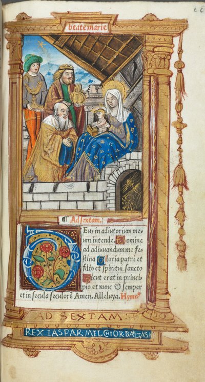 Gedrukt Getijdenboek Gebruik van Rome: fol. 38r, Aanbidding der Wijzen door Guillaume Le Rouge