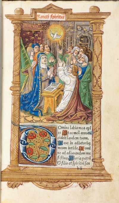 Gedrukt Getijdenboek Gebruik van Rome: fol. 58r, Pinksteren, 1510 door Guillaume Le Rouge