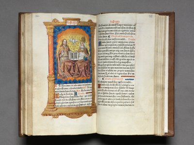 Gedrukt Getijdenboek Gebruik van Rome: fol. 95r, De Drie-eenheid, 1510 door Guillaume Le Rouge