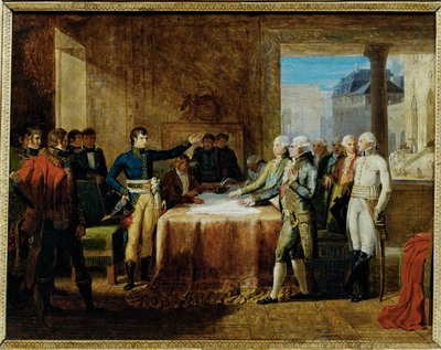 Voorbereidingen van de vrede getekend te Leoben op ... (schilderij op doek) door Guillaume Lethiere