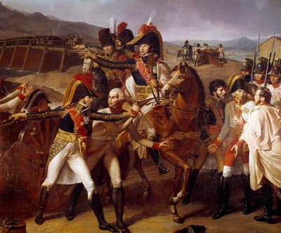 Verrassing van de brug van Tabour aan de Donau 14/11/1805 (Detail) door Guillaume Lethiere