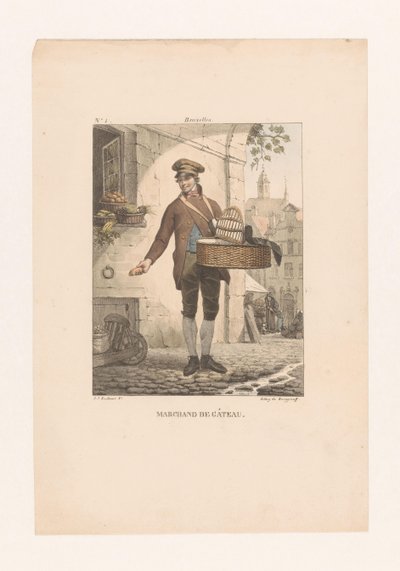 Verkoper van gebak te Brussel (Verschillende klederdrachten in het Verenigd Koninkrijk der Nederlanden) door Guillaume Philidor Van den Burggraaff