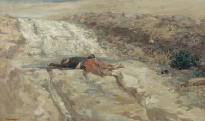Scène van de oorlog van 1870: dode soldaat op een slagveld, ca. 1870 door Guillaume Regamey