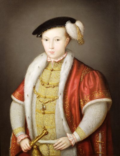 Edward VI met de ketting van de Orde van de Kousenband, naar het portret in de collectie van H.M. Koningin Elizabeth II, c.1600 door Guillaume Scrots
