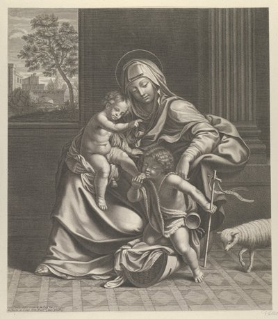De Maagd zittend met het kind Christus op haar schoot..., ca. 1650-1704 door Guillaume Vallet