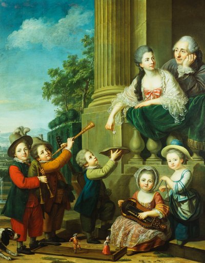 Een groepsportret van de familie Perceval door Guillaume Voiriot