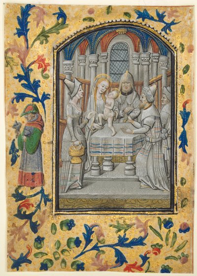 Blad uit een Getijdenboek: Presentatie in de Tempel door Guillaume Vrelant
