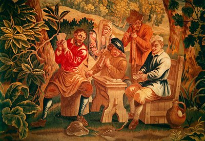 Het Kaartspel, detail van de spelers, begin 18e eeuw door Guillaume Warniers