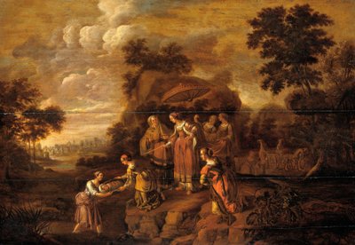 De dochter van de farao ontdekt Mozes in het biezen mandje door Guilliam du Gardijn