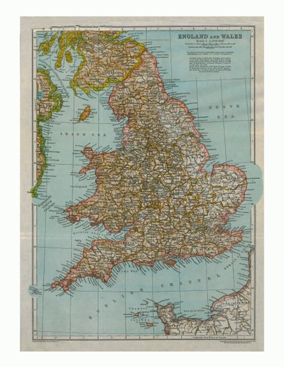 Kaart van Engeland en Wales, ca. 1910 door Gull Engraving Company