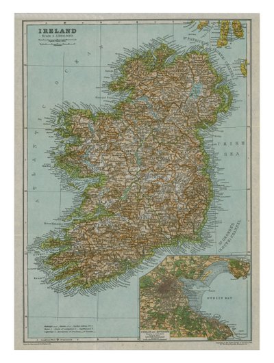 Kaart van Ierland, ca. 1910 door Gull Engraving Company