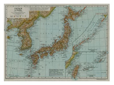 Kaart van Japan en Korea door Gull Engraving Company