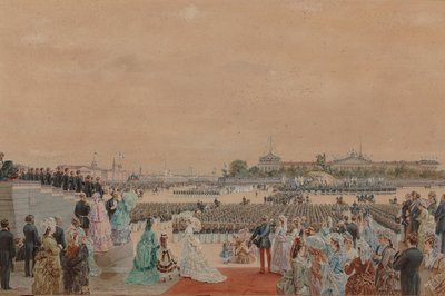 De plechtige dienst ter gelegenheid van het tweehonderdjarig bestaan van Peter I, op het Senaatsplein..., 30 mei 1872 door Gun